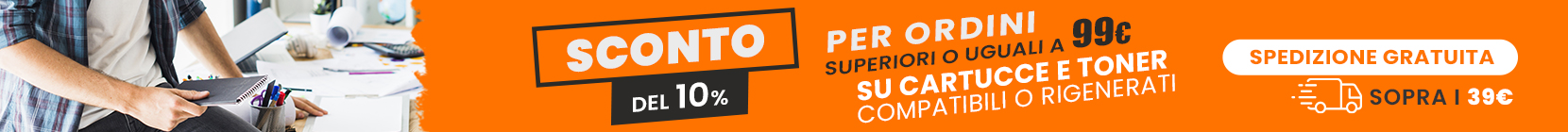 Sconto del 10% su ordini 99€, spedizione gratuita a 39€